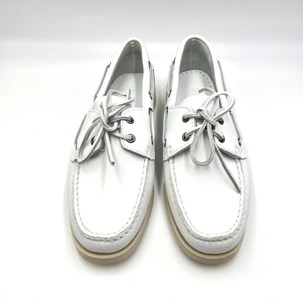 Sebago Docksides Portland Womens Size 10 White Leather‎ Boat Shoes Loafers